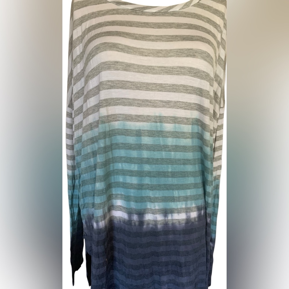 Peach Love California Multicolor Striped long sleeve Sleep Shirt - Picture 2 of 4